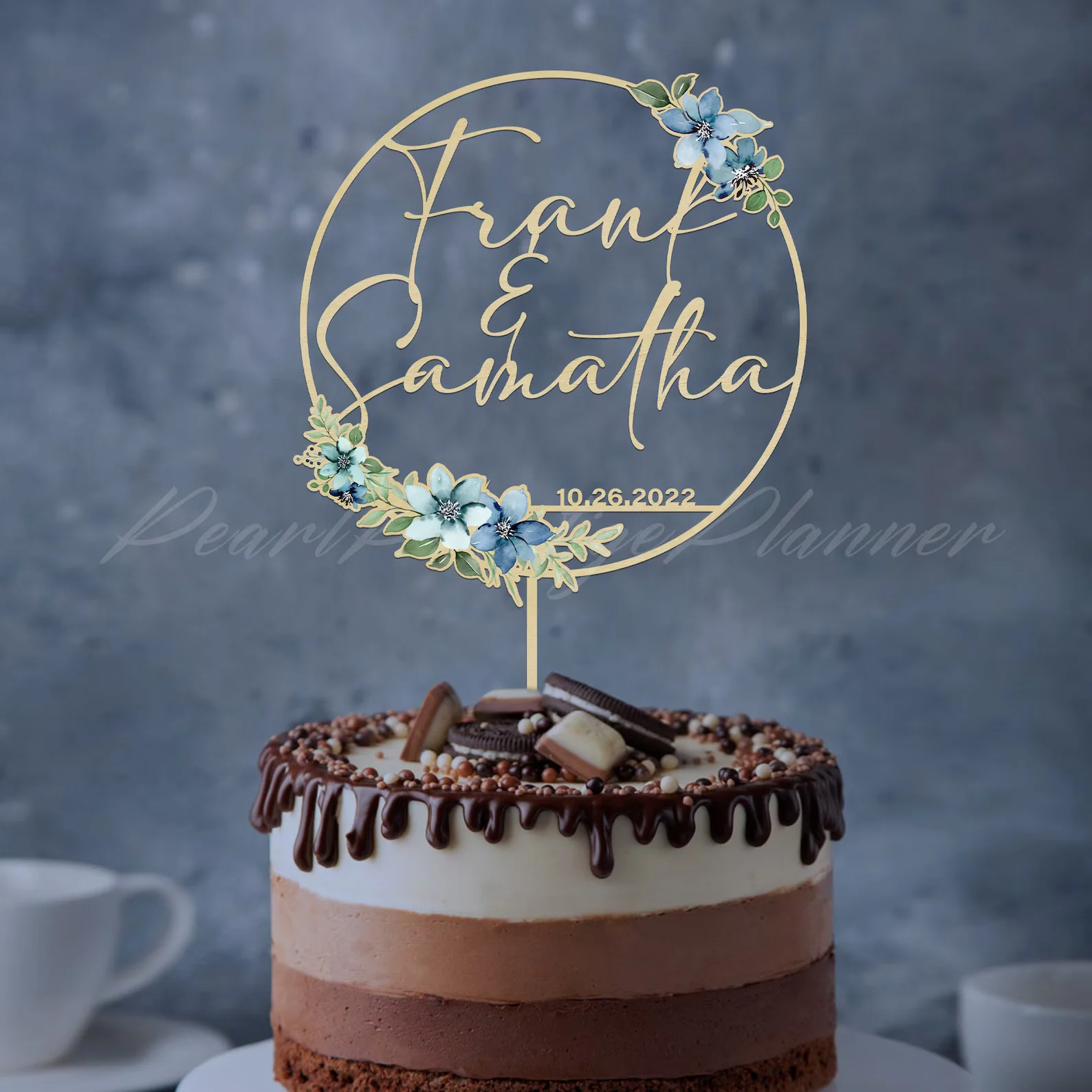 Soft Blue Wedding Cake Topper