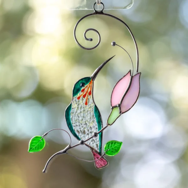 Hummingbird Stained Glass Window Hanging