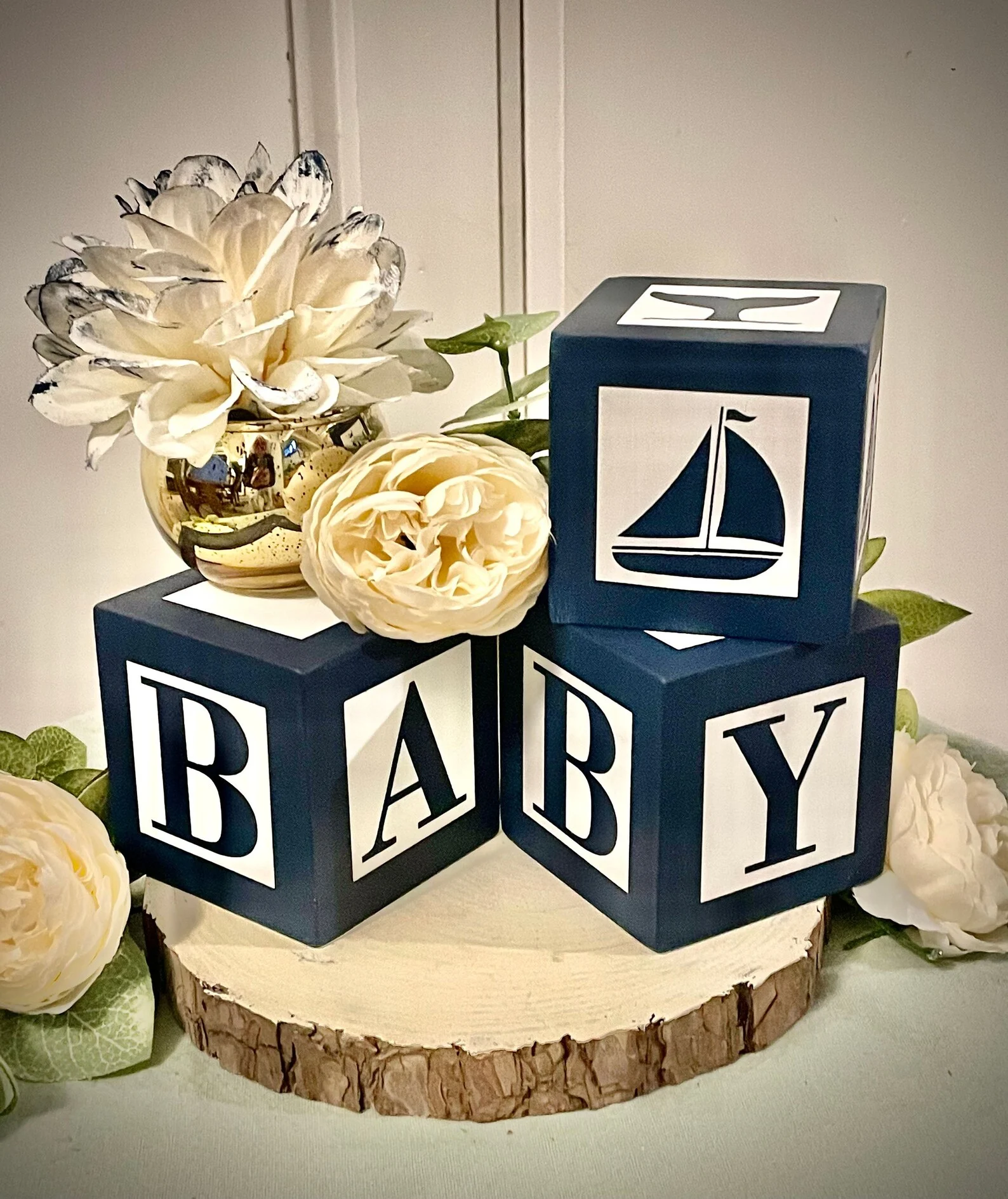 Nautical Baby Block Centerpiece