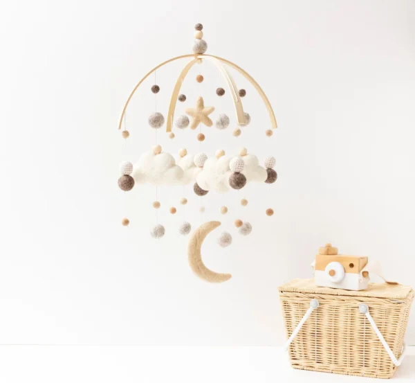 Etsy Moon and Clouds and Star Cot Mobile