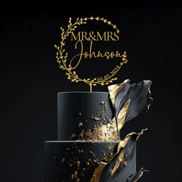 Gold Mr & Mrs Wedding Cake Topper