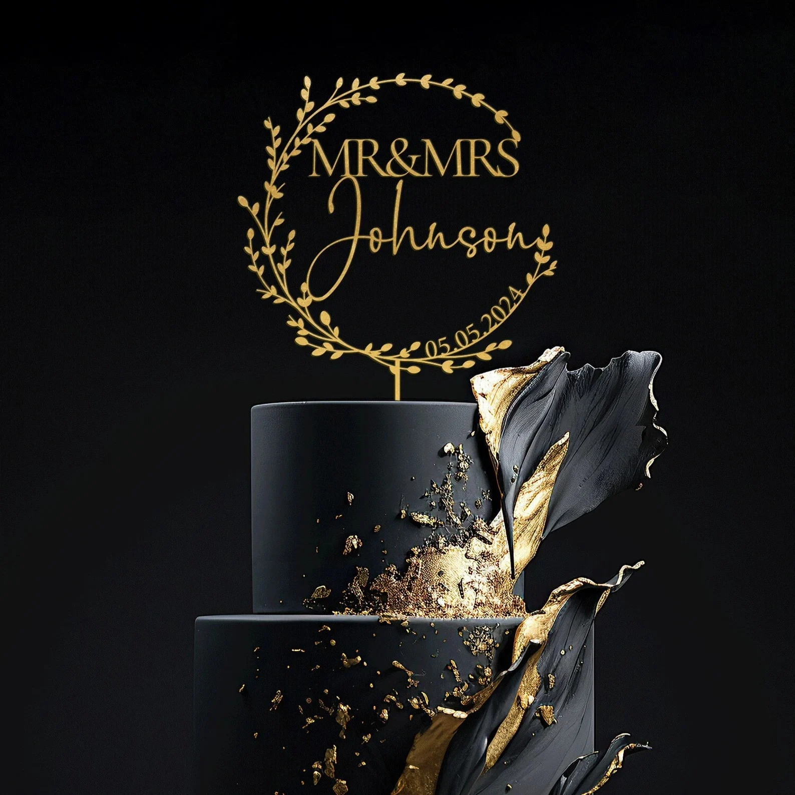 Gold Mr & Mrs Wedding Cake Topper