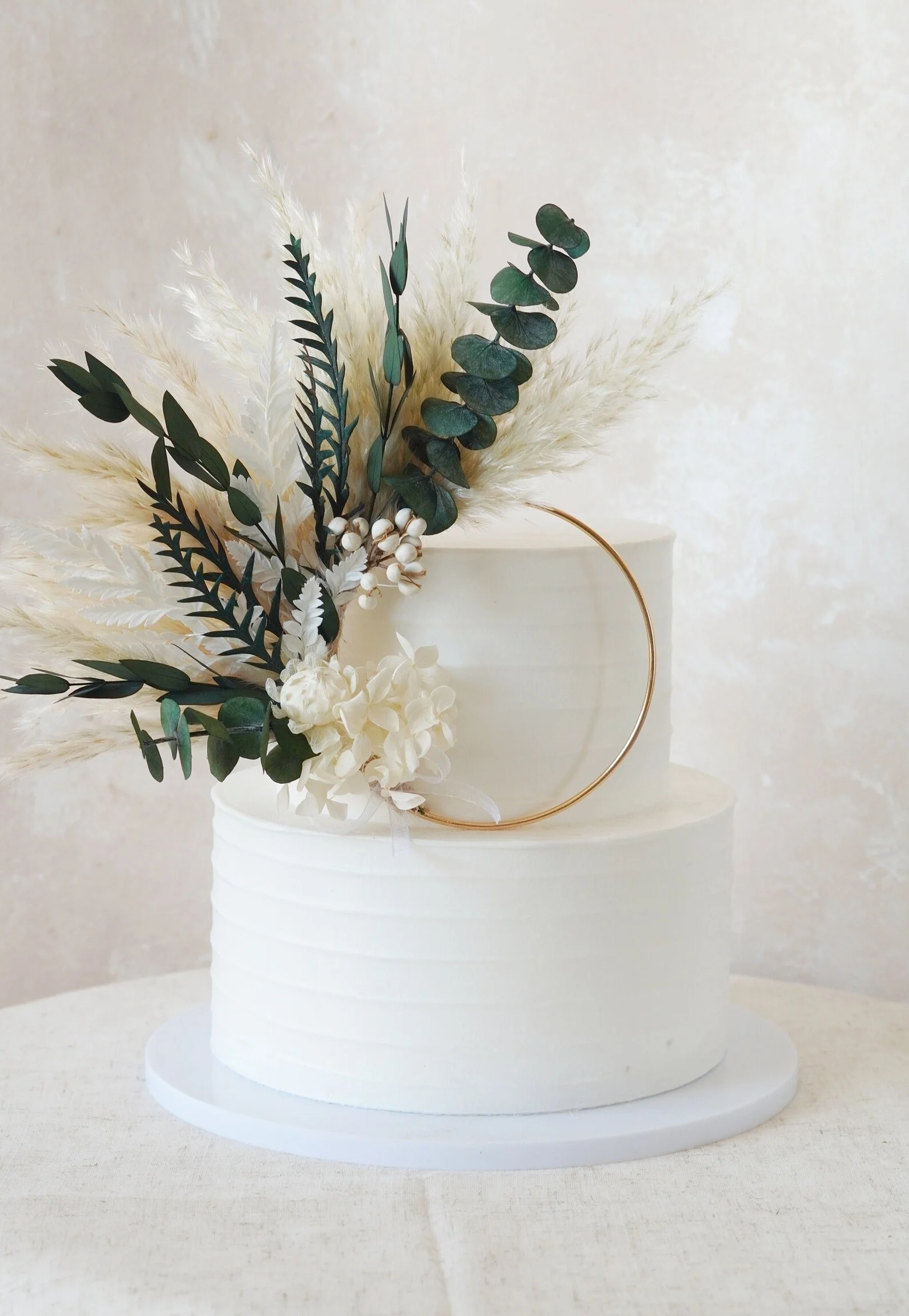 Green Eucalyptus Pampas Flower Cake Topper