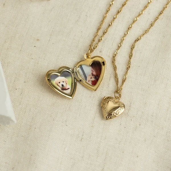 Heart Locket Necklace with Photo