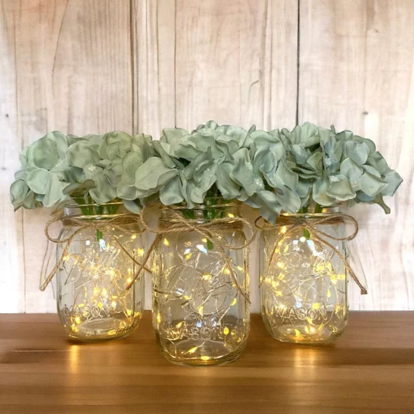 Lighted Floral Mason Jar