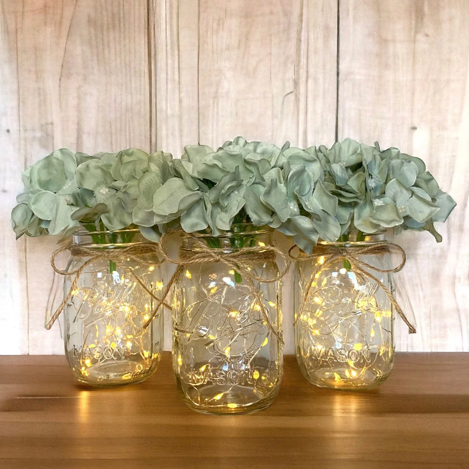 Lighted Floral Mason Jar