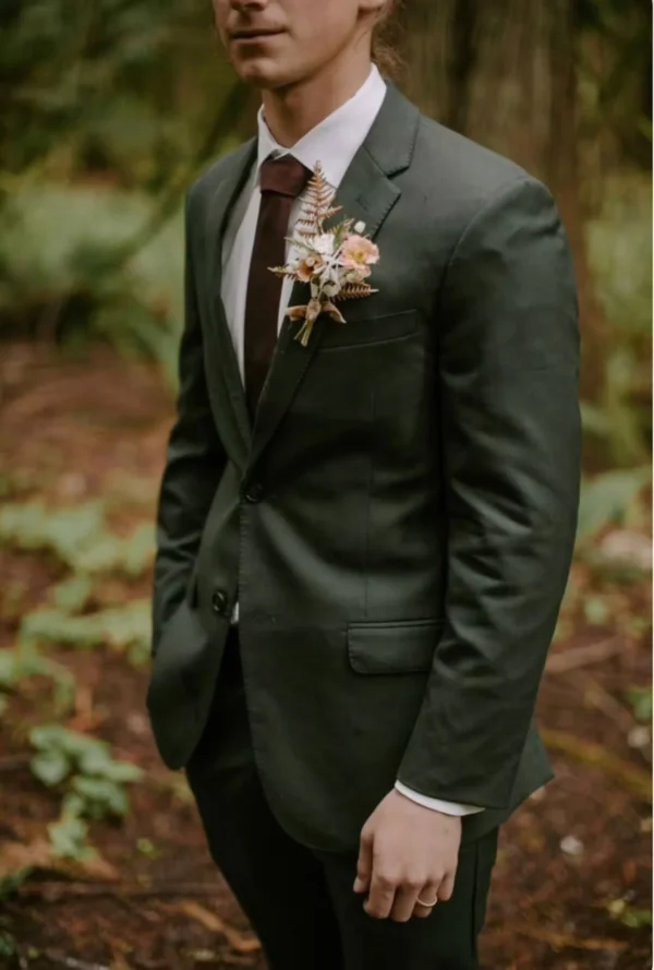 Men's 2-Piece Green Wedding Groom Suit