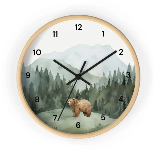 Etsy Watercolor Bear and Mountain Wall Clock