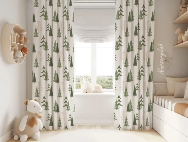 Etsy Watercolor Pine Tree Nursery Curtains