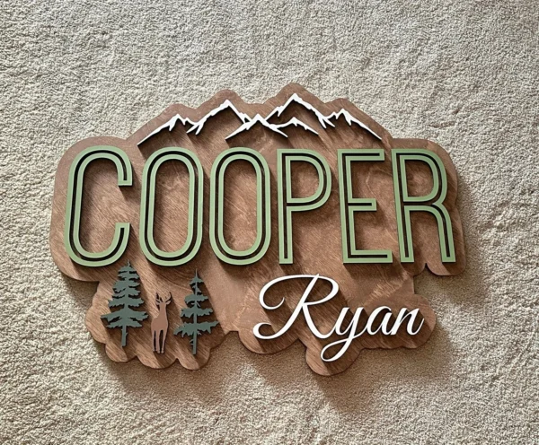 Etsy Custom Woodland Theme Name Sign