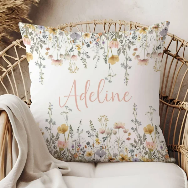 Etsy Wildflower Custom Name Pillow