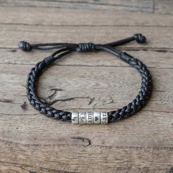 Personalized Mens Woven Leather Bracelet