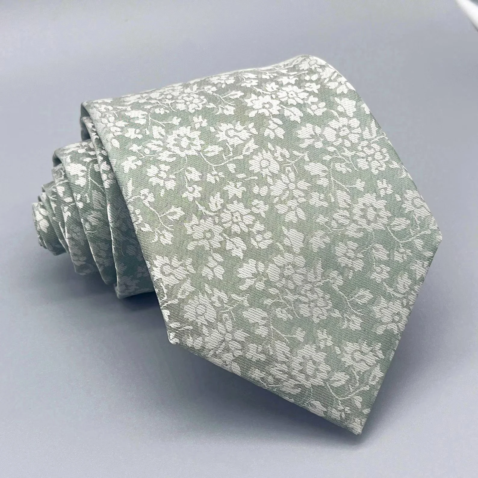 Floral Sage Green Self Tie Classic Neck Tie