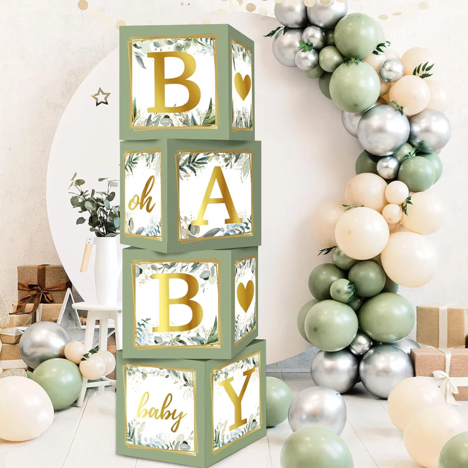 Sage Green Baby Boxes with Letters
