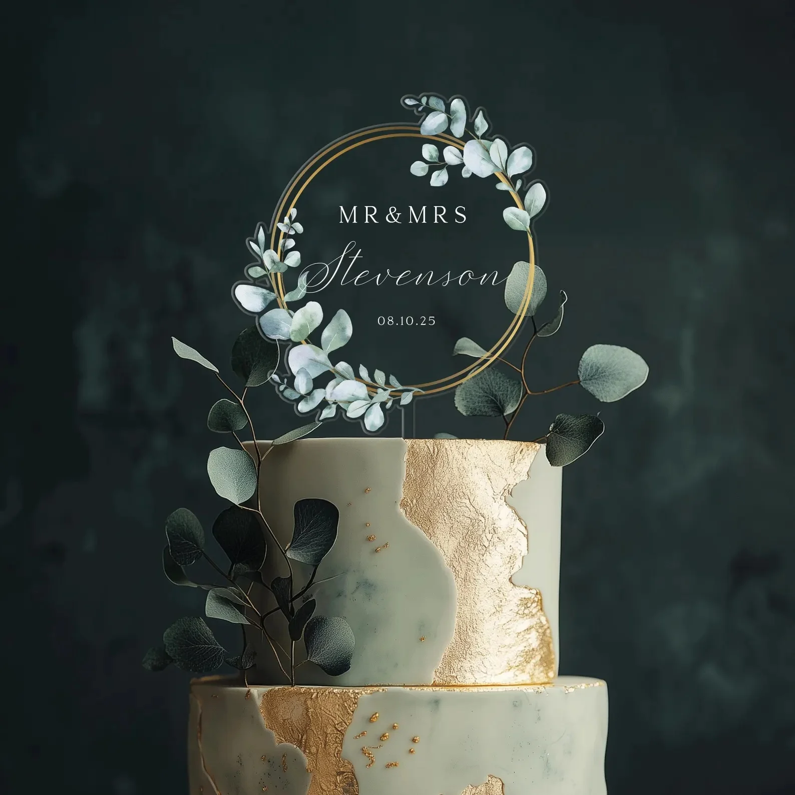 Eucalyptus Rustic Acrylic Cake Topper