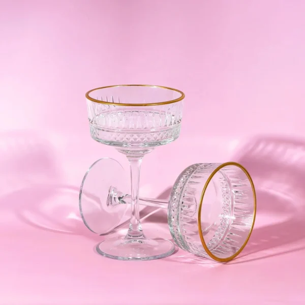 Gold Rimmed Vintage Coupe Glasses