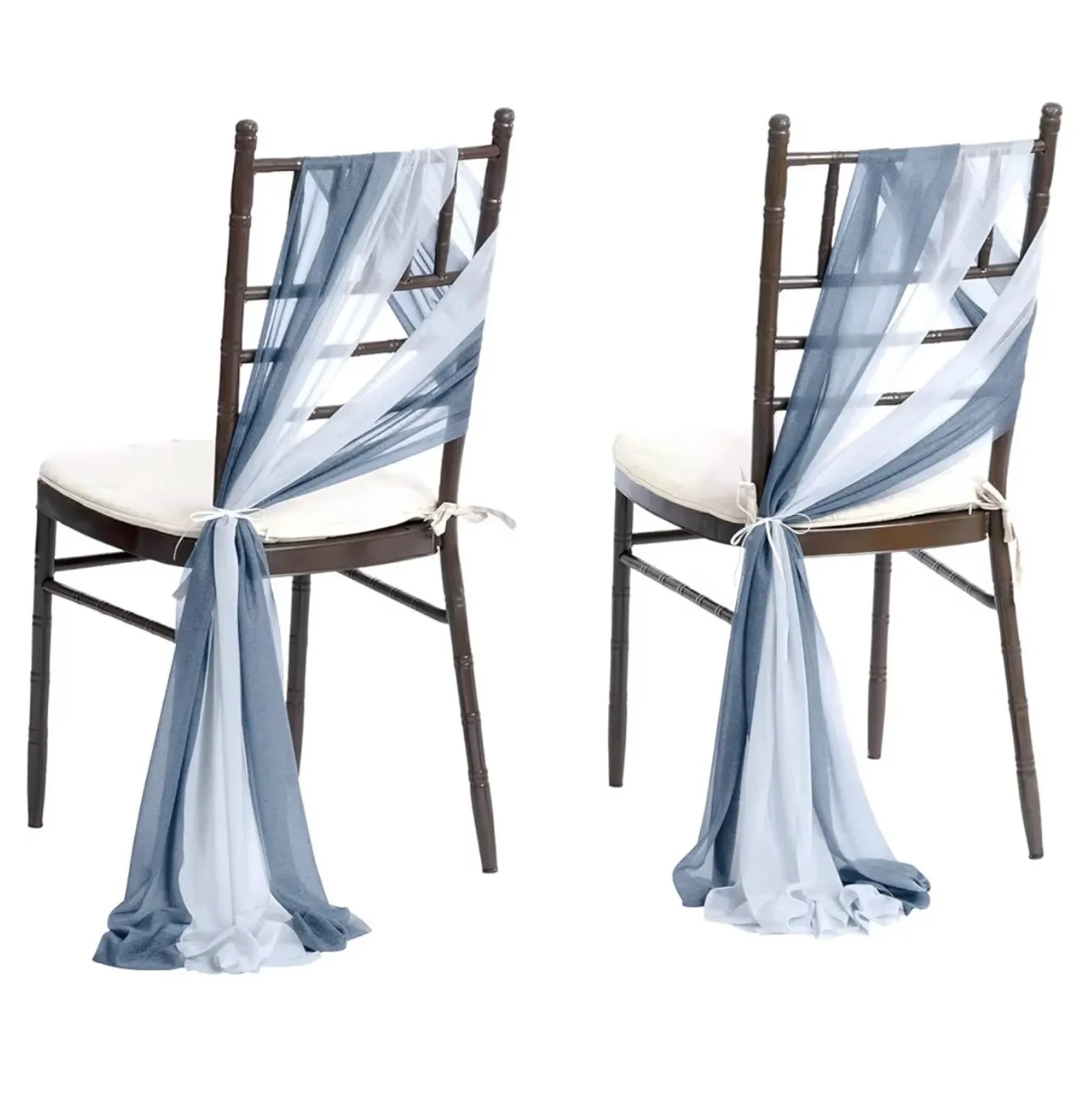 Dusty Blue Wedding Chiffon Chair Sashes