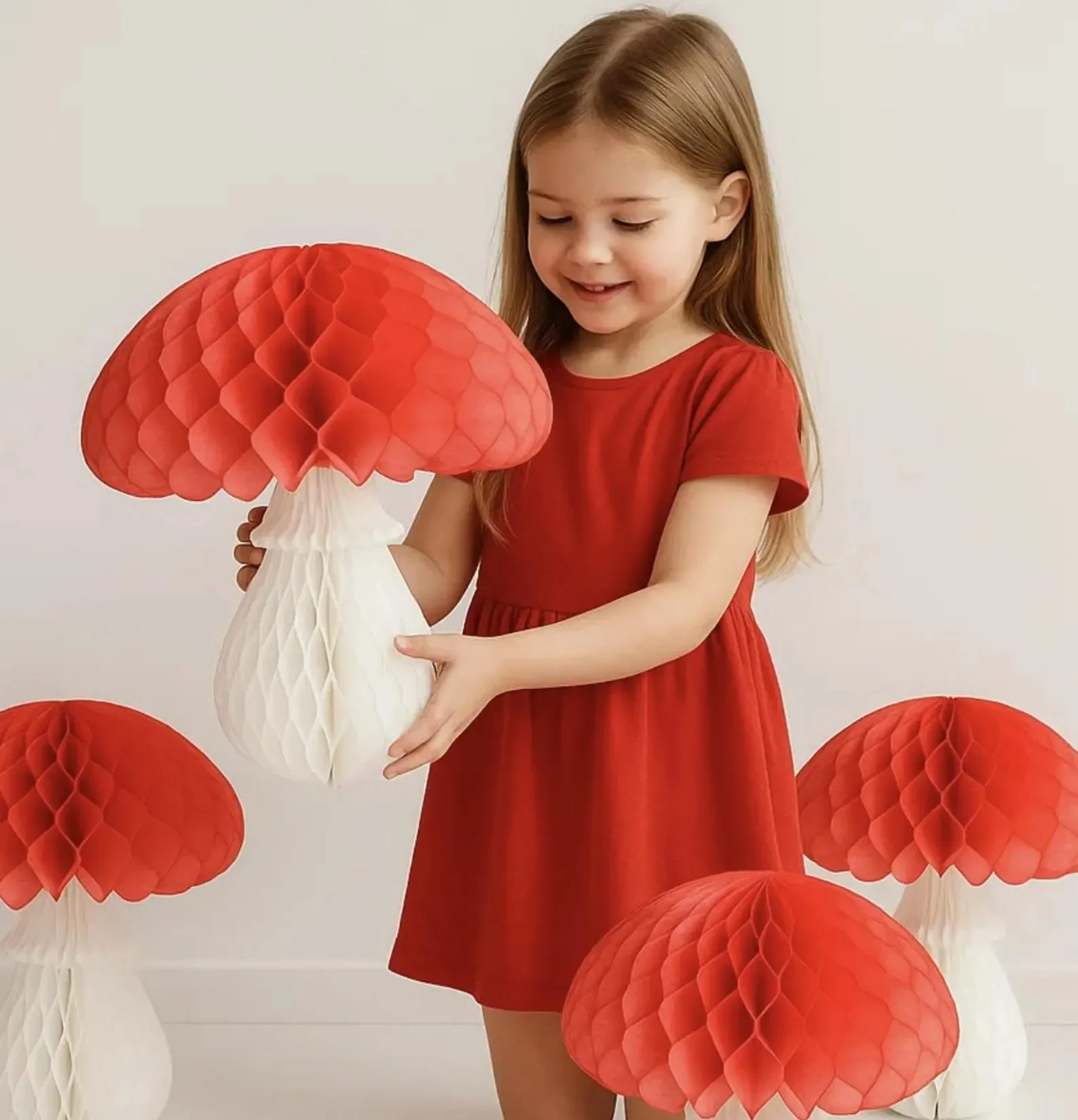 Large 3D Paper Honeycomb Mushroom