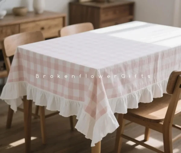 Pink Gingham Tablecloth