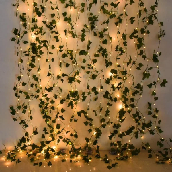 Fake Creeper Green Ivy Leaf Vines with Led String Lights