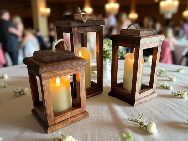 Rustic Wooden Lantern Wedding Centerpiece Set