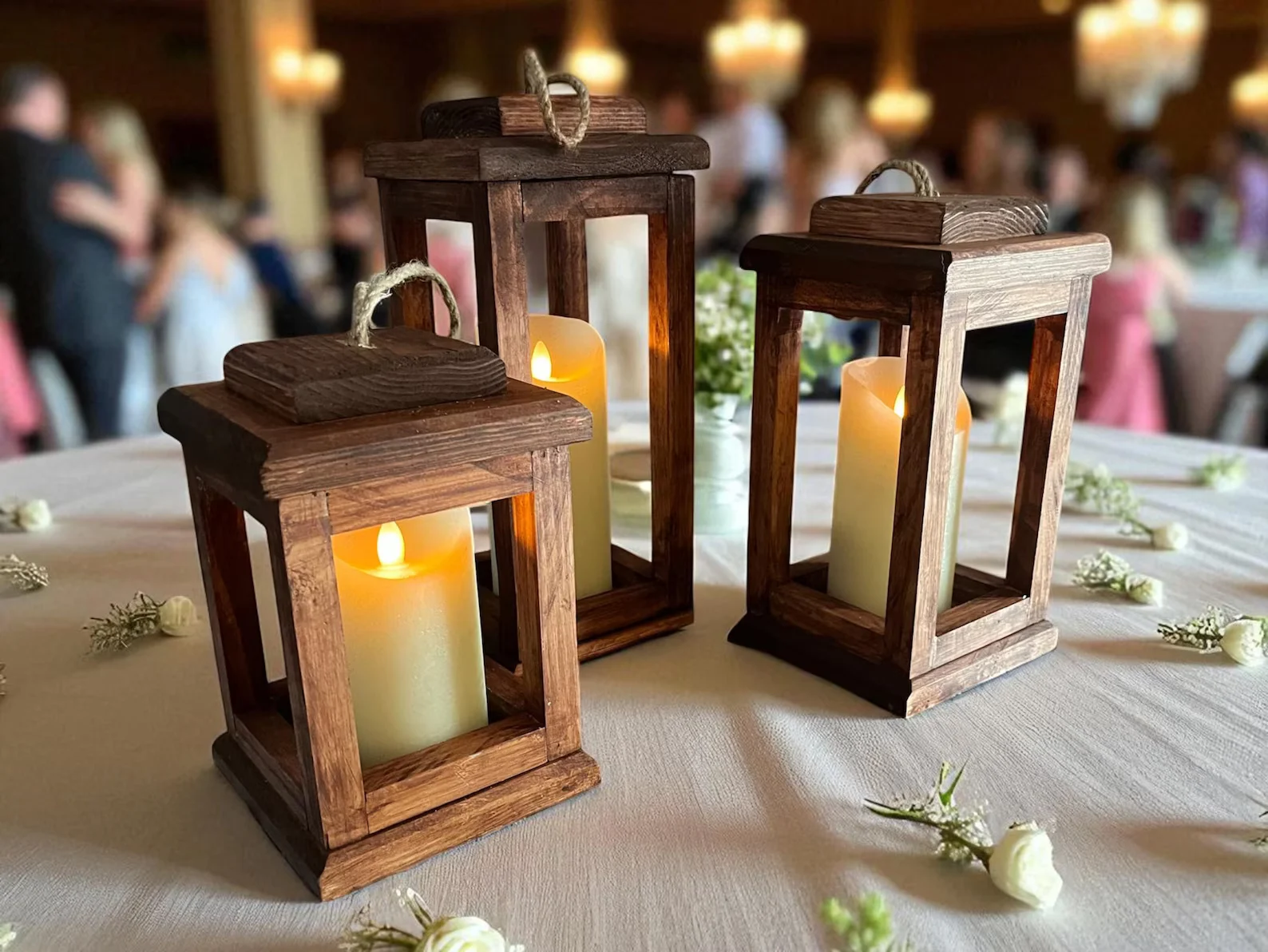 Rustic Wooden Lantern Wedding Centerpiece Set