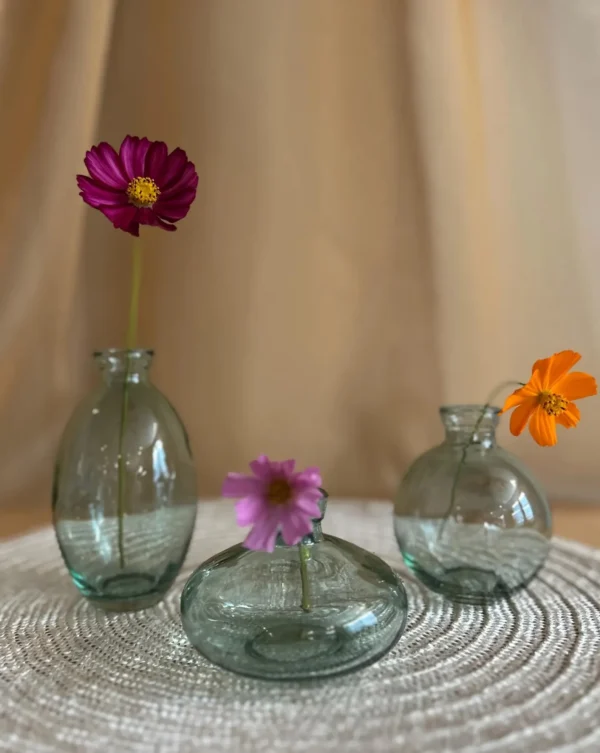 Vintage-Inspired Green Glass Bud Vases