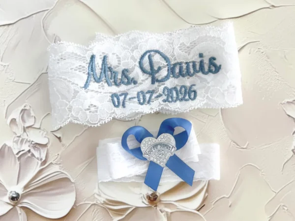 Dusty Blue Wedding Garter