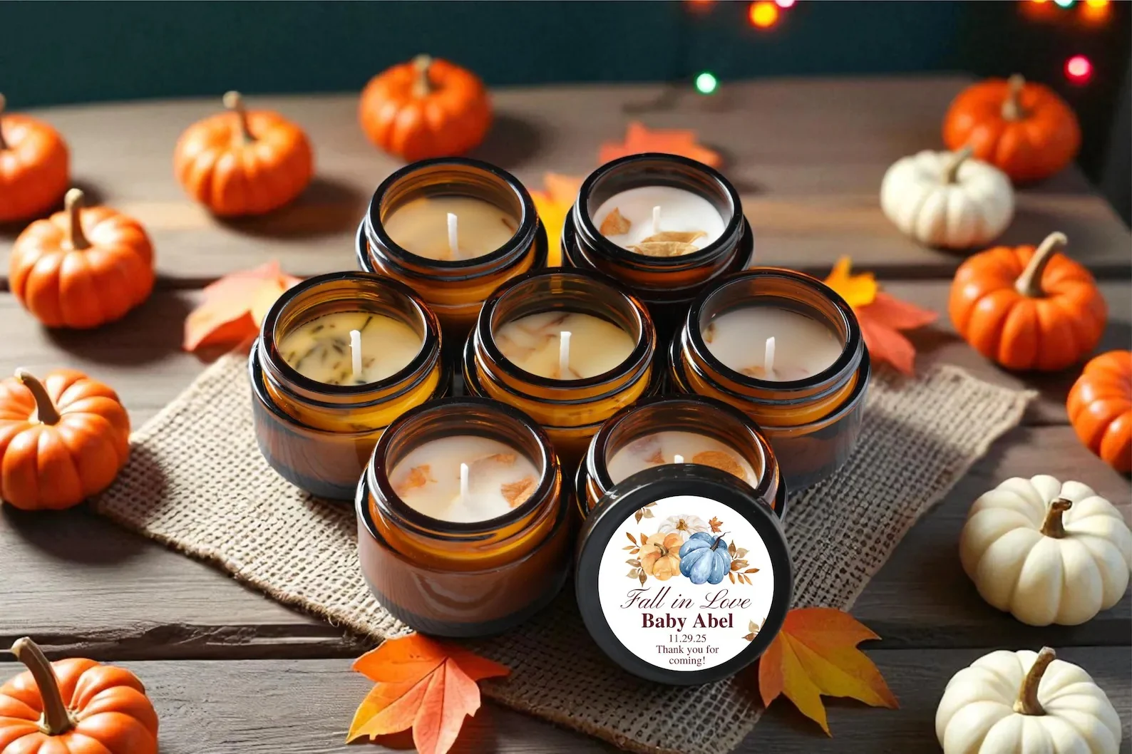 Pumpkin Baby Shower Candle Favors