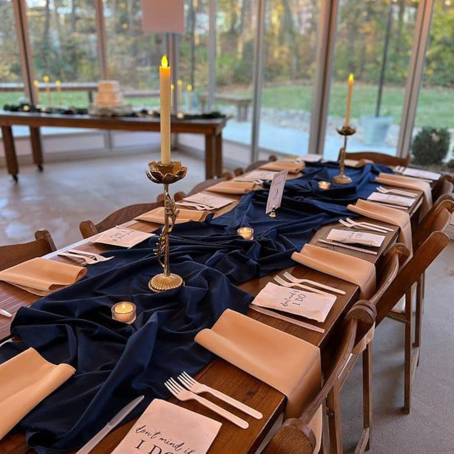 Luxurious Velvet Table Runner Navy