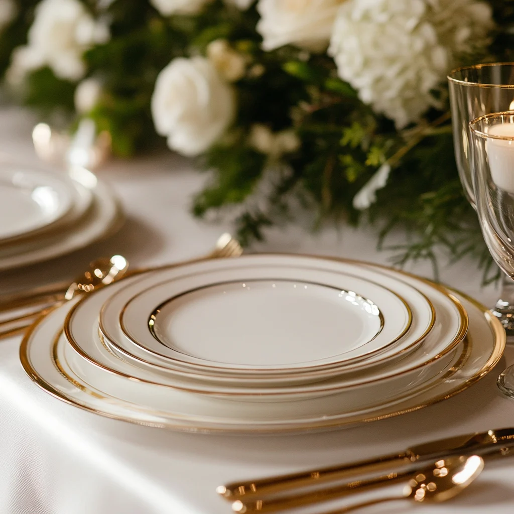 Gold rimmed fine china plates
