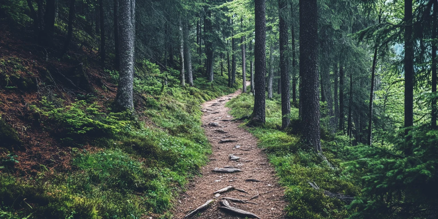 Scenic hiking trail in the woods