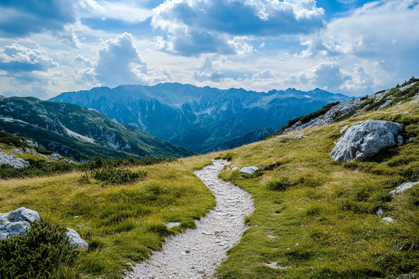 Scenic mountain range hiking trail