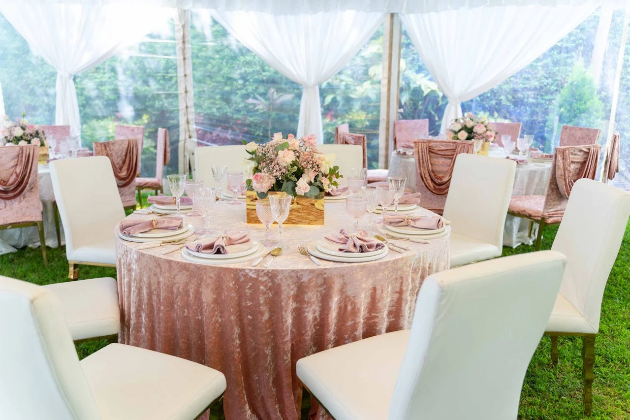 Outdoor tent at wedding venue