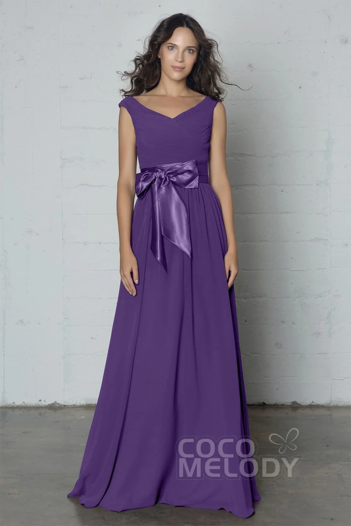 Cocomelody Sheath-Column Floor Length Chiffon Dress