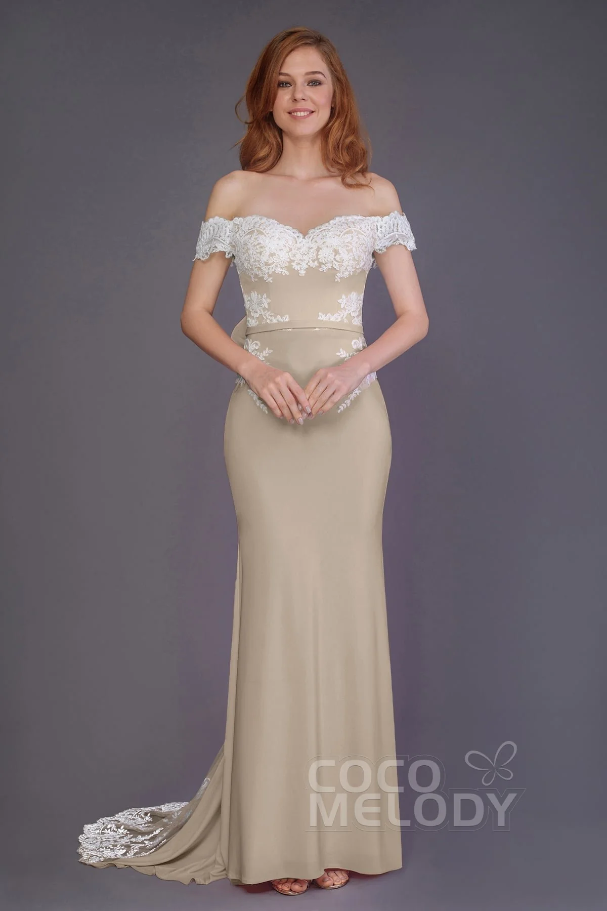 Cocomelody Mermaid Sweep Train Knitted Fabric Bridesmaid