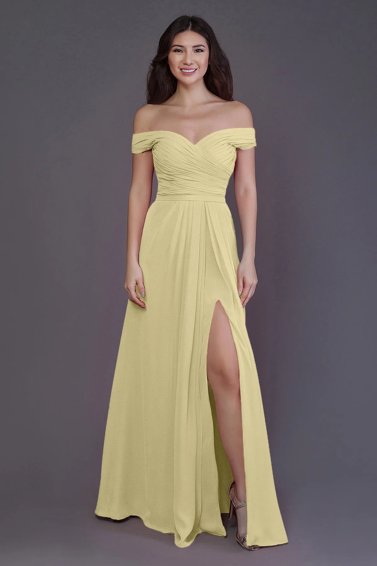 Sheath-Column Floor Length Chiffon Bridesmaid Dress