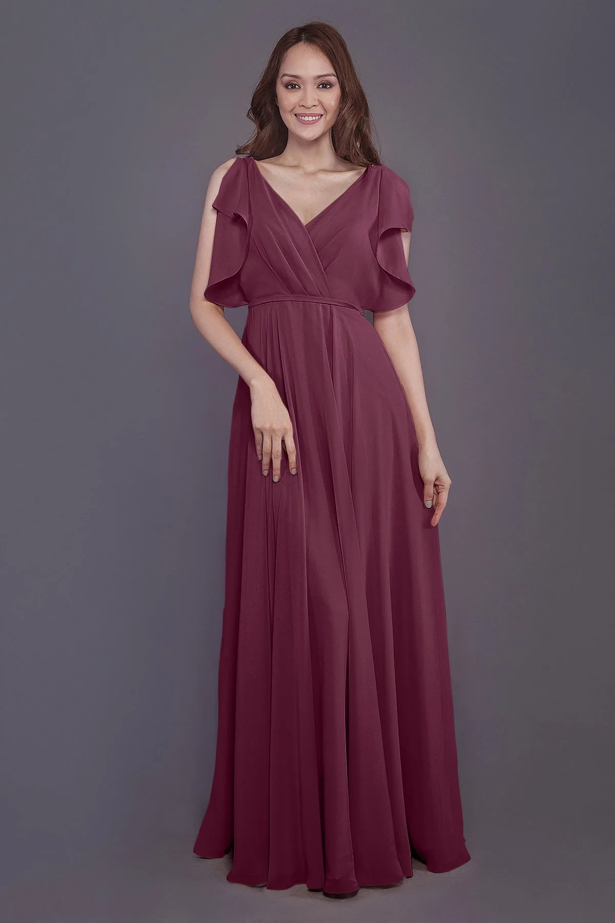 Cocomelody Sheath-Column Floor Length Chiffon Bridesmaid Dress