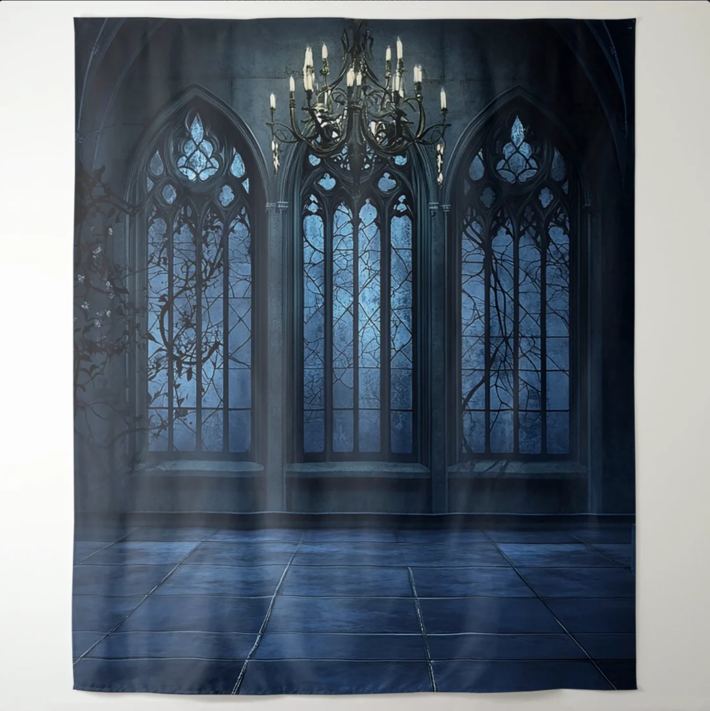 Gothic church interior wedding photo booth back drop