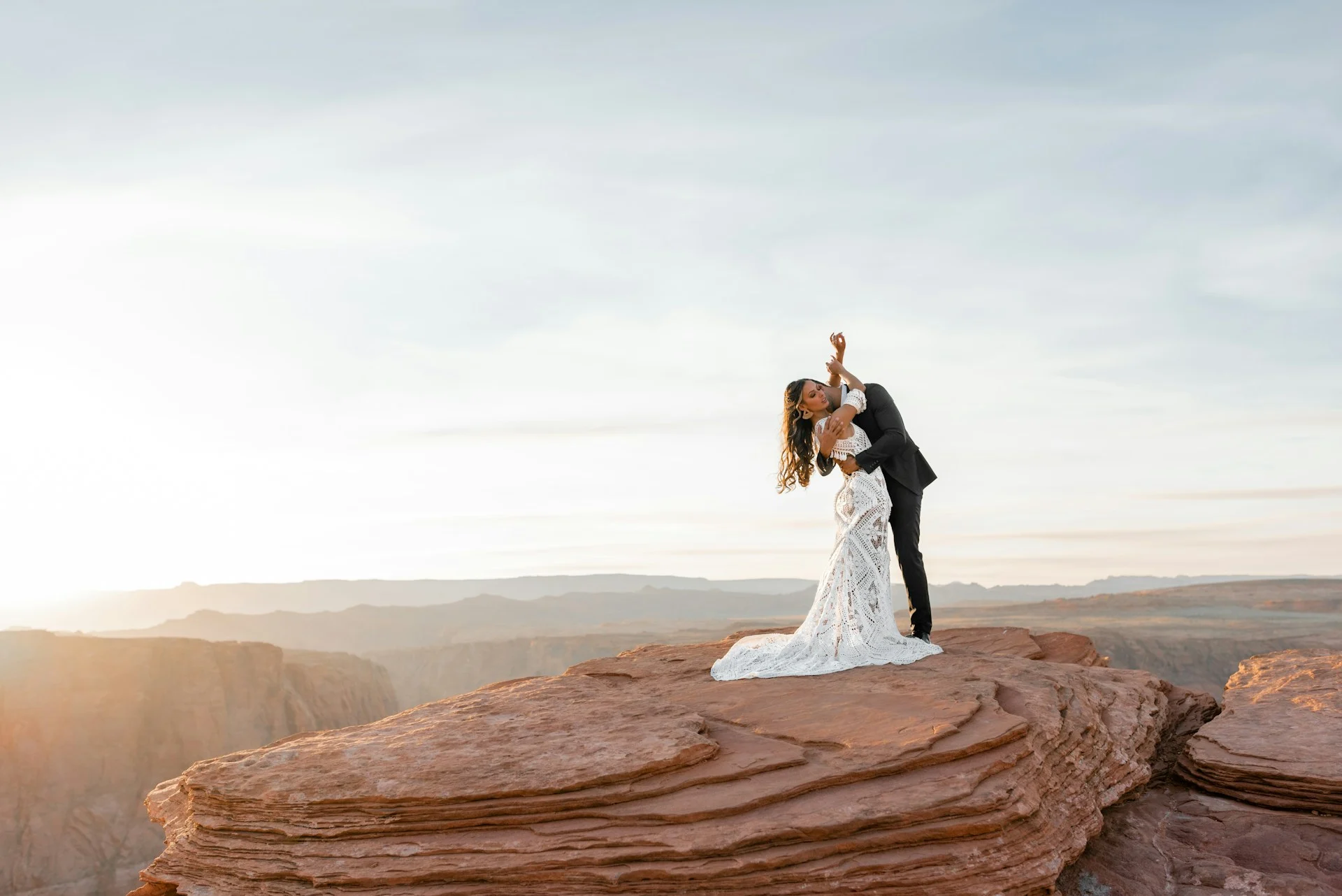 Boho adventurous elopement in Arizona canyons